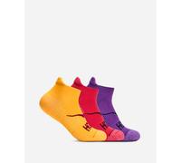 HOKA No-Show Run Sock 3-Pack in Egg Yolk/Cerise/Virtual Violet, Size Large