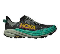 HOKA Women's Speedgoat 6 Trail Shoes in Black/Aloe Vera, Size 3.5