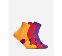 HOKA Quarter Run Sock 3-Pack in Egg Yolk/Cerise/Virtual Violet, Size Medium