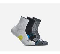 HOKA Quarter Run Sock 3-Pack in White/Black/Grey, Size Medium