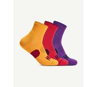HOKA Quarter Run Sock 3-Pack in Egg Yolk/Cerise/Virtual Violet, Size Small