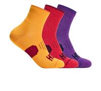 HOKA Quarter Run socks 3-Pack orange red violet - M