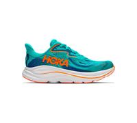 HOKA Kid's Clifton 10 Road Running Shoes in Night Glow Blue/Electric Aqua, Size 4Y