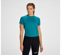 HOKA Women's Midweight Merino Blend Short Sleeve Top in Deep Lake, Size XL
