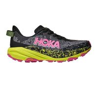 HOKA Women's Speedgoat 6 Trail Shoes in Black/Neon Hoka Citrus, Size 8