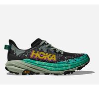 HOKA Women's Speedgoat 6 Trail Shoes in Black/Aloe Vera, Size 4