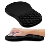 Hokafenle Ergonomic Mouse Pad Wrist Support with Massage Design, Wrist Rest Pain Relief Mousepad with Memory Foam&Non-Slip PU Base, Mouse Pads for Wireless Mouse & Desk (12x8 inch,Black)