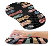 Hokafenle Ergonomic Mouse Pad Wrist Support, Wrist Rest Mousepad for Carpal Tunnel Pain Relief with Integrated Memory Foam Slope Massage Bulge (11.8x7.9 inch,Cute Cat Claw