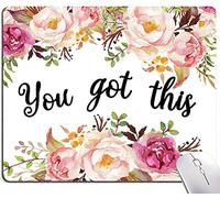 Hokafenle Mouse Pad Motivational, Cute Floral Mouse Pad with Inspirational Quote, You Got This Mousepad Design, Mouse Mat Square Waterproof Non-Slip Rubber Base Mouse Pads for Office Home Laptop