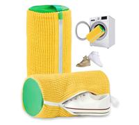 HOKAL Shoe Bag Washing Machine, Invisible Zipper Side Opening Shoe Washing Bag for Washer and Dryer, Shoe Laundry Bags for Sneakers, Reusable Shoe Cleaning Bag for All Shoe Sizes (Yellow), Yellow, 15