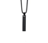 Hokech Fashion Stainless Steel Glossy Roman Numeral Rectangle Bar Pendant Domineering Men's Sweater Chain Necklace Casual Jewelry