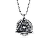 Hokech Mens Illuminati Masonic All Seeing Eye Pendant Necklace Stainless Steel Chain Accessories Customize