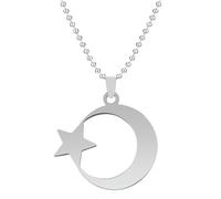 Hokech Stainless Steel Crescent Moon Star Necklace Men Women Spiritual Islamic Muslim Pendant Turkish Religious Jewelry