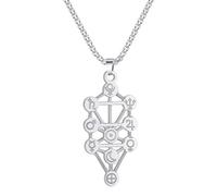 Hokech Stainless Steel Sacred Geometry Kabbalah Tree of Life Pendant Yoga Meditation Necklace Men Women Supernatural Jewelry