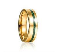 Hokech Tungsten Carbide Ring Gold Polished Inlaid Green Opal & Malachite Men's Women Wedding Jewelry Best Gift