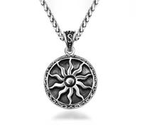 Hokech Vintage Greek Mythology Sun God Apollo Necklace Pendant Men Punk Fashion Amulet Stainless Steel Necklace Chain Jewelry Gifts