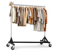 HOKEEPER Commercial Heavy Duty Clothing Rack - Z Base Rolling Garment Rack, 181kg (400lbs) Capacity, Adjustable Height for Retail Shops, Boutiques, Home Bedroom & Flea Markets