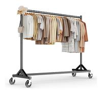 HOKEEPER Commercial Heavy Duty Z Base Clothing Rack, Rolling Garment Rack, 181kg (400lbs) Capacity, Adjustable Height for Retail Shops, Boutiques, Home Bedroom & Flea Markets, Black