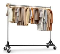 HOKEEPER Commercial Heavy Duty Z Base Clothing Rack, Rolling Garment Rack, 181kg (400lbs) Capacity, Adjustable Height for Retail Shops, Boutiques, Home Bedroom & Flea Markets