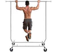 HOKEEPER Heavy Duty Clothes Rail 136kg (300lbs) Capacity, Extendable Hanging Rack with Lockable Wheels, Space Saving for Bedroom, Apartment, Laundry Room