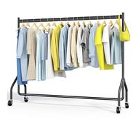 HOKEEPER Heavy Duty Rolling Clothes Rack with 136kg Load Capacity, Industrial Clothing Rail for Home Closet, Laundry Room & Boutique Display - Width 180cm