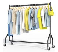 HOKEEPER Heavy Duty Rolling Clothes Rack with 136kg Load Capacity, Industrial Clothing Rail for Home Closet, Laundry Room & Boutique Display - Width 152cm