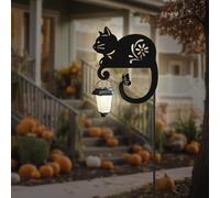 Hokfirm Metal Black Cat with Solar Lantern Garden Stake,Outside Decorations for Yard,Solar Lights for Pathway,Yard Unique,Women Gifts