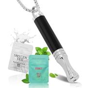 HOKHIM Anxiety Breathing Necklace with Resistance Filters, Breathlace Tube Necklace for Mindful Breathing, Relaxation & Stress Relief, Meditation Gift for Men & Women(Obsidian)