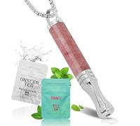 HOKHIM Anxiety Breathing Necklace with Resistance Filters, Breathlace Tube Necklace for Mindful Breathing, Relaxation & Stress Relief, Meditation Gift for Men & Women(Strawberry crystal)