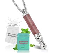 HOKHIM Vape Necklace, Tiger Eye Stone Breathlace for Anxiety Relief, Breathing Exercises, Meditation, Christmas Valentine's Day Birthday Gift for Father,Women,Men (Strawberry Crystal