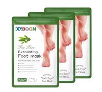 HOKIAMCN 3 Pairs Foot Peel Mask, Tea Tree Foot Exfoliating Mask Socks Calluses Remover Dead Skin, Moisturizing Feet Peeling Mask for Dry Skin,Cracked Heels,Foot SPA Socks for Women and Men