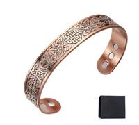 HOKIAMCN Copper Magnetic Bracelet for Men Women for Valentine's Day Gift,Tree of Life 99% Solid Copper Cuff Bangle with 9Pcs 3500 Guass Magnets,Adjustable Size with Gift Box