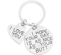 HOKIAMCN Keychain,I Hope Your Day Is As Nice As Your Butt,I Love You Funny Graduation Gift for Wife Husband Birthday Valentine’s Mother's Father's Day Thanksgiving Christmas Boy Girl Friend Lovers