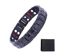HOKIAMCN Magnetic Bracelets for Men 4 Element Double Strength Magnets Wristband Magnetic Bracelets with Free Links Removal Tool & Gift Box (Black)
