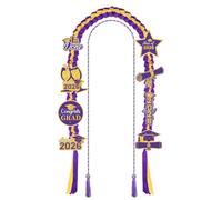 Hokinaa 2026 Graduation Decorations Leis - 10 Pcs Purple Gold Class Congrats Grad Lei Honor Cords Patch Pin Grade Party Gifts Supplies Essentials Decor for Women Girls Her High School College Masters