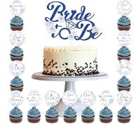 Hokinaa Bridal Shower Cupcake Toppers - 25 Pcs Something Blue Before I Do