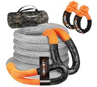 HOKINETY Kinetic Recovery Tow Rope: 1-1/8" x 30ft 48000LBS Snatch Strap with Soft Shackles Heavy Duty Offroad Towing Straps Kit for Trucks SUV UTV ATV Tractor Car Jeep - Gray
