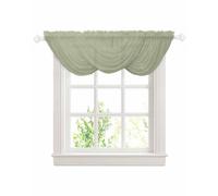 Hokiten Sage Green Sheer Waterfall Valances - Farmhouse Decor Rod Pocket Sheer Curtain Topper, Swag Curtains for Living Room, Kitchen - 38.5" W x 47.2" L, 3 Panels
