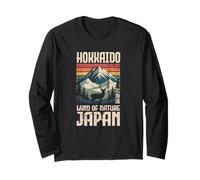 Hokkaido Japan Deer Vintage Travel Kawaii Kanji Souvenir Long Sleeve T-Shirt