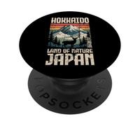 Hokkaido Japan Deer Vintage Travel Kawaii Kanji Souvenir PopSockets Adhesive PopGrip
