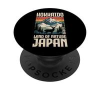 Hokkaido Japan Deer Vintage Travel Kawaii Kanji Souvenir PopSockets Adhesive PopGrip