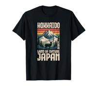 Hokkaido Japan Deer Vintage Travel Kawaii Kanji Souvenir T-Shirt