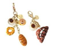 HOKMAH Cute Keychains for Women Aesthetic Stuff, 2PCS Kawaii Keychain Bag Charm Y2k Cutecore Coquette Pendant Keychain Preppy, Croissant, One Size