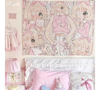HOKMAH Kawaii Room Decor Anime Tapestry, Y2k Cutecore Room Dorm Decor Coquette Wall Hanging Banners Harajuku Preppy Academia (50 * 60'',Type-D)