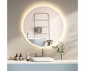 HOKO® LED round bathroom mirror 60cm, with anti-fog heating, LED illuminated 60cm round, warm and cool white, IP44 energy class 019A