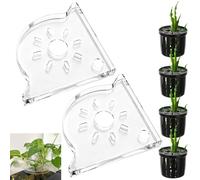 Hokoad 6 PCS/Set Aquarium Plant Holder, Corner Fish Tank Plant Holder for Rimless Aquarium, Acrylic Aquariums Plants Shelf for Aquatic Plants, Fish Tank Decor and Organizer