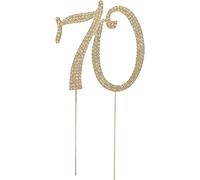 HOKPA Number 70 Cake Topper for 70th Birthday Anniversary Party Gold Rhinestone Decoration (Gold)