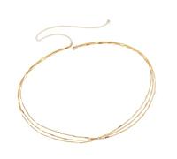 HOKPLITE Gold & Silvery Waist Chain for Women, Gold Plated 3 Layered Belly Chain for the Waist Adjustable Body Chain Jewelry Gifts, One Size, Alloy, No Gemstone