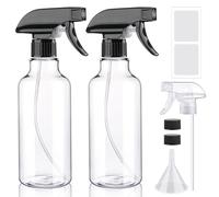 Hokretme 2 Pack Spray Bottles 500ml/16.9oz Plastic Empty Spray Bottle for Hair Mist/Stream Spraying Heavy Duty Square Water Spray Bottles for Cleaning Solutions, Plants, Essential Oils
