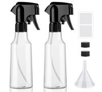 Hokretme Plastic Spray Bottles 350ml/12oz Continuous Spray Bottle Mist Spraying Heavy Duty Empty Water Spray Bottles for Hair, Cleaning Solutions, Plants，Essential Oils 2 Pack (Clear-2pcs)
